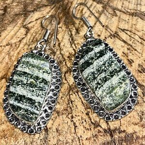 Chrysotile in Serpentine Earrings 2”